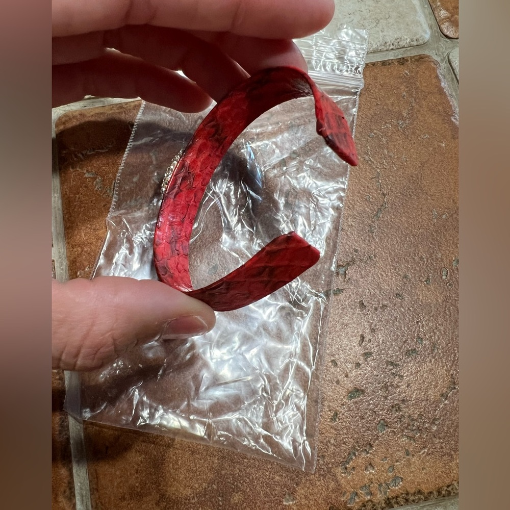 Sandra Ling Red Python Pearl Pave Mini Cuff - image 8